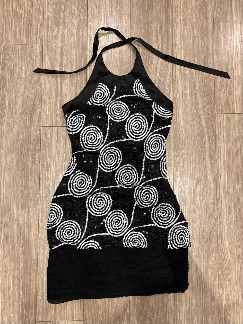 Cache Sequin Halter Mini Dress